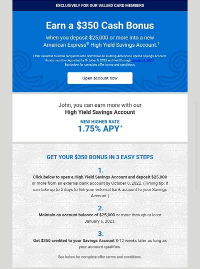 american express savings account bonus